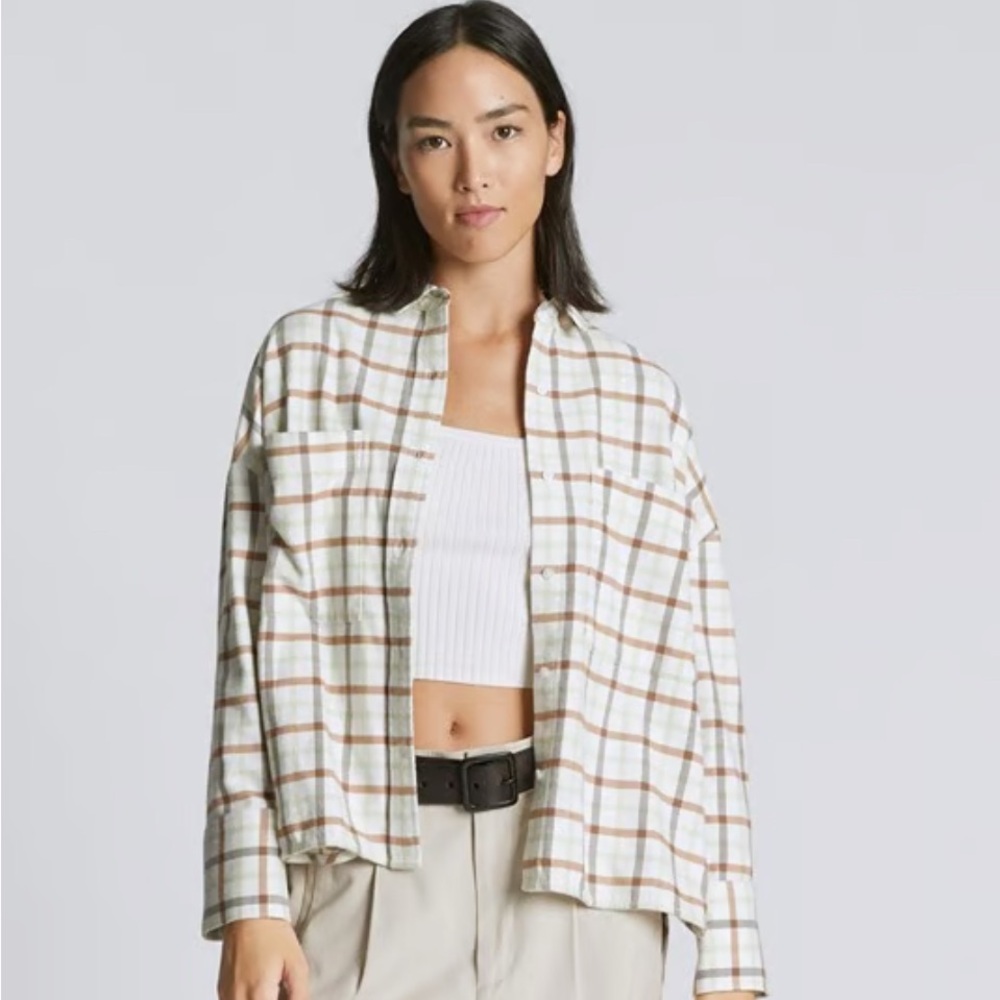 NWT Everlane Women's 100% Cotton The Boxy Flannel Shirt Size XS